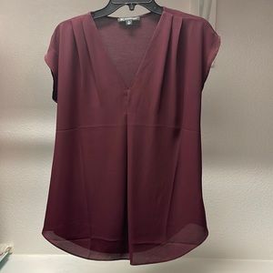 INC Inverted Pleat V-Neck Top